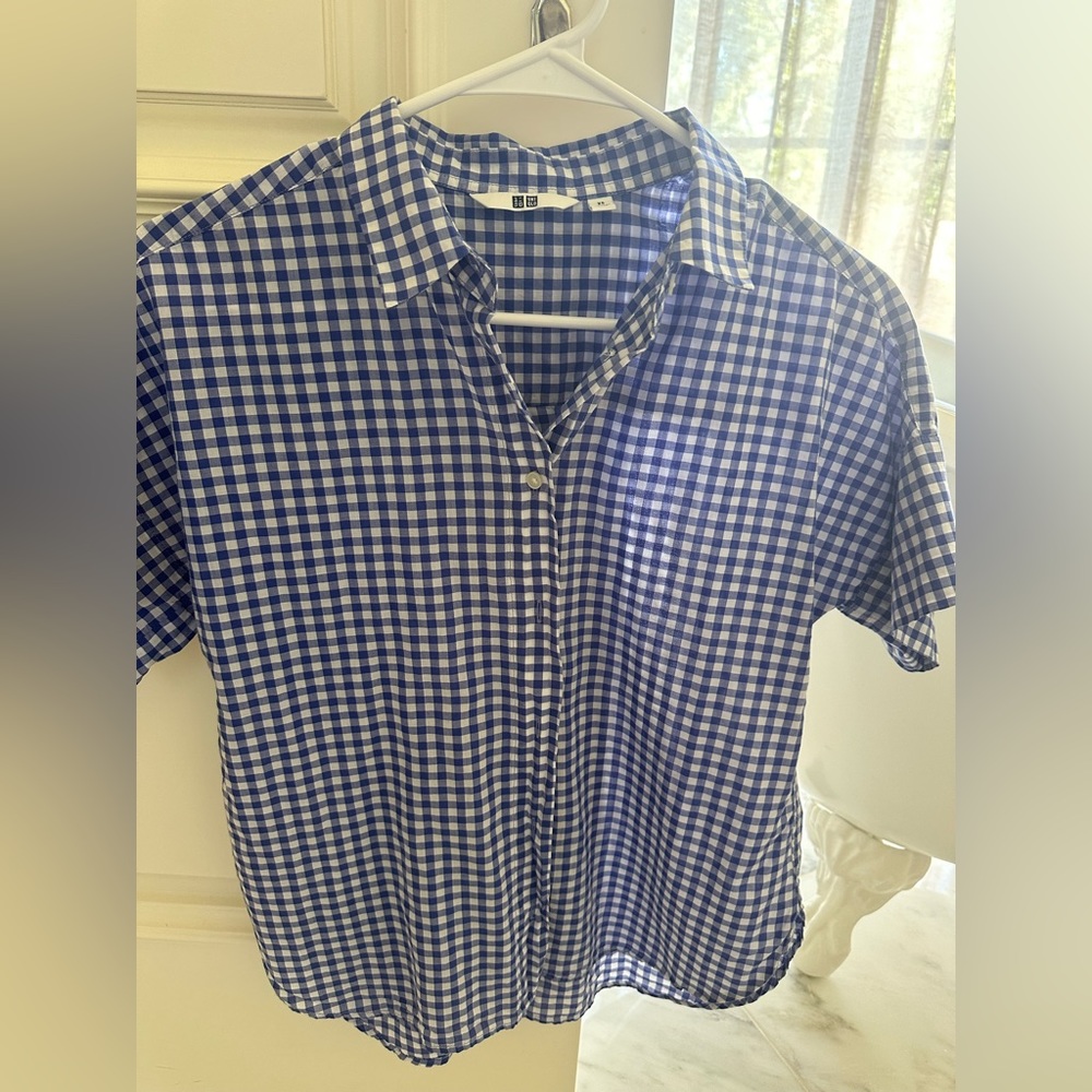Uniqlo extra small gingham cotton shirt.